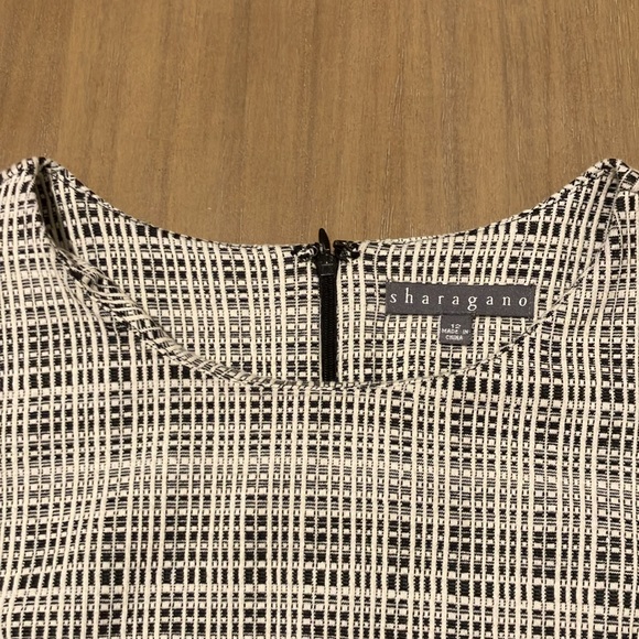 Sharagano NY Black & Ivory Check Short Sleeve Sheath Dress size 12 NWT - Picture 8 of 11